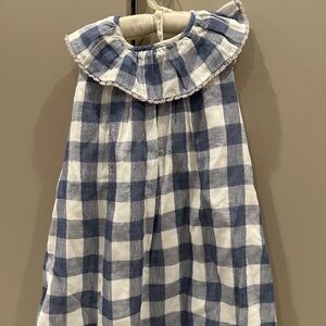 Rochy girls blue white checker dress lined size 5 nwt